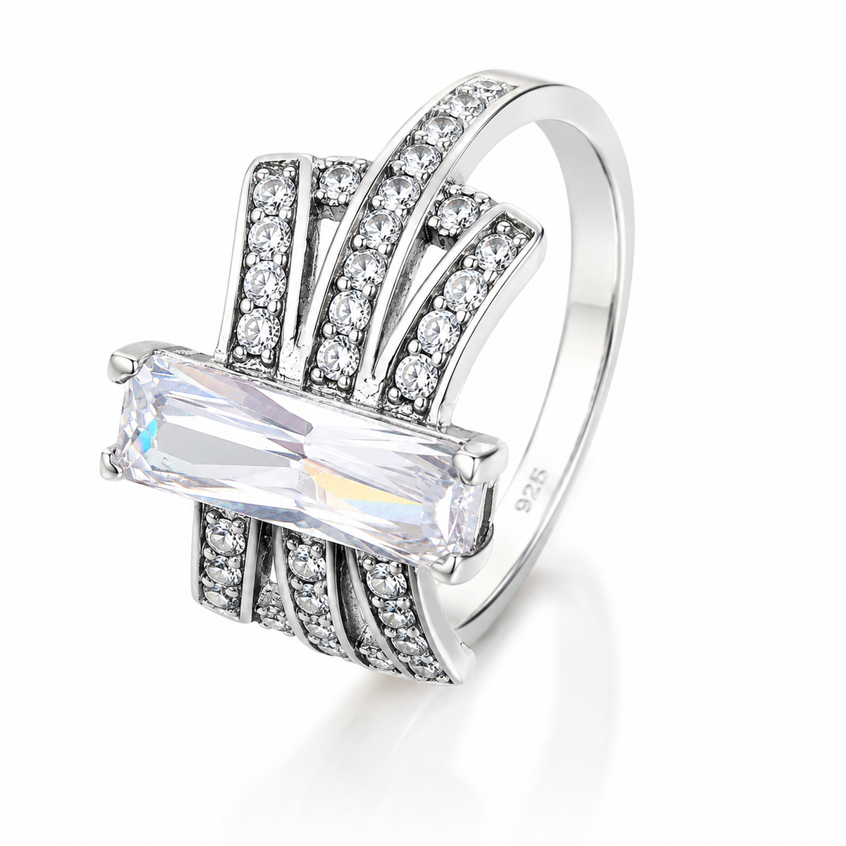 Inel din Argint 925 „Raze de Lumină” – Zirconii Strălucitoare, aprox. 2,30 g ID558