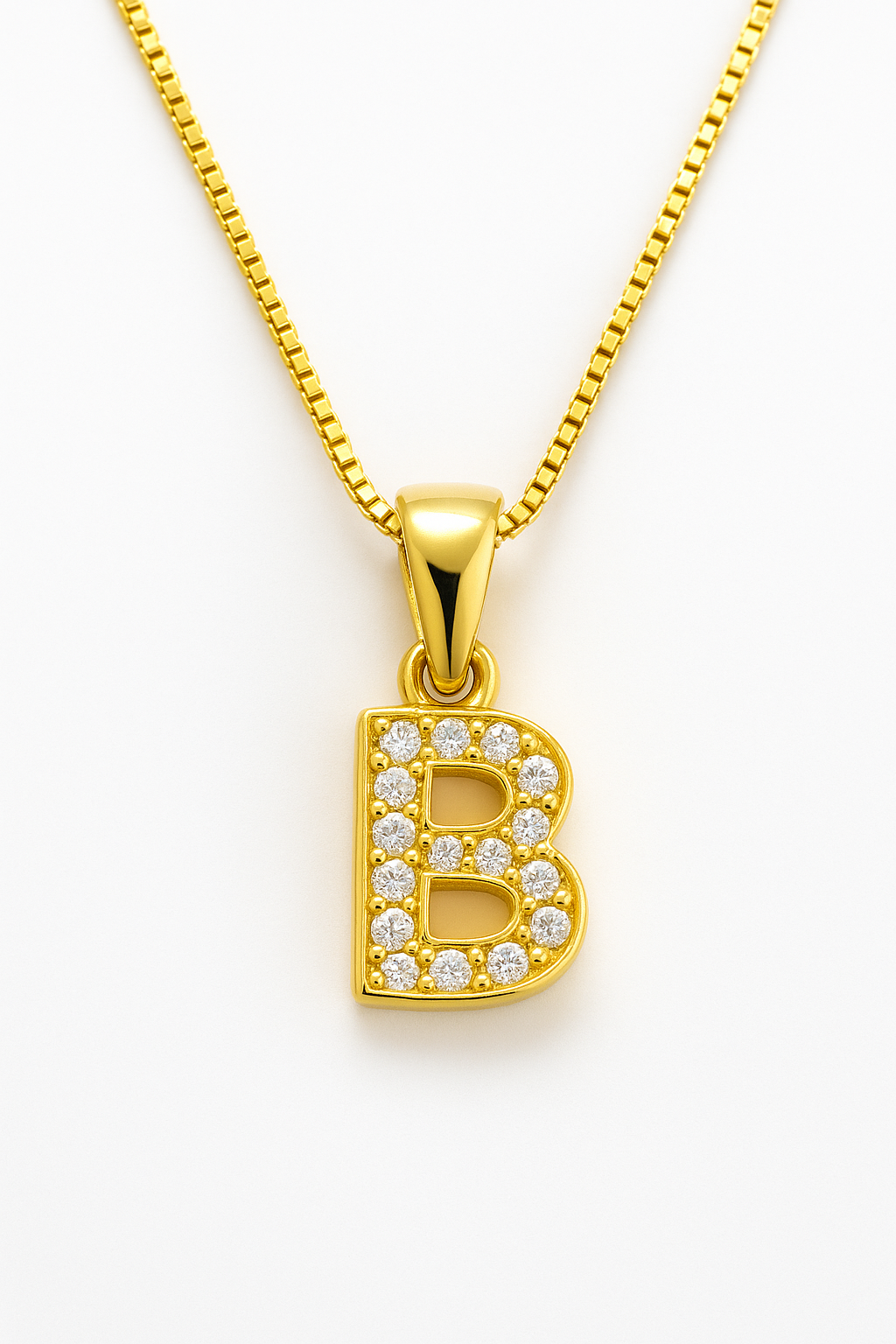 Lănțișor din Argint 925 placat cu Aur 14K cu Pandantiv Litera B