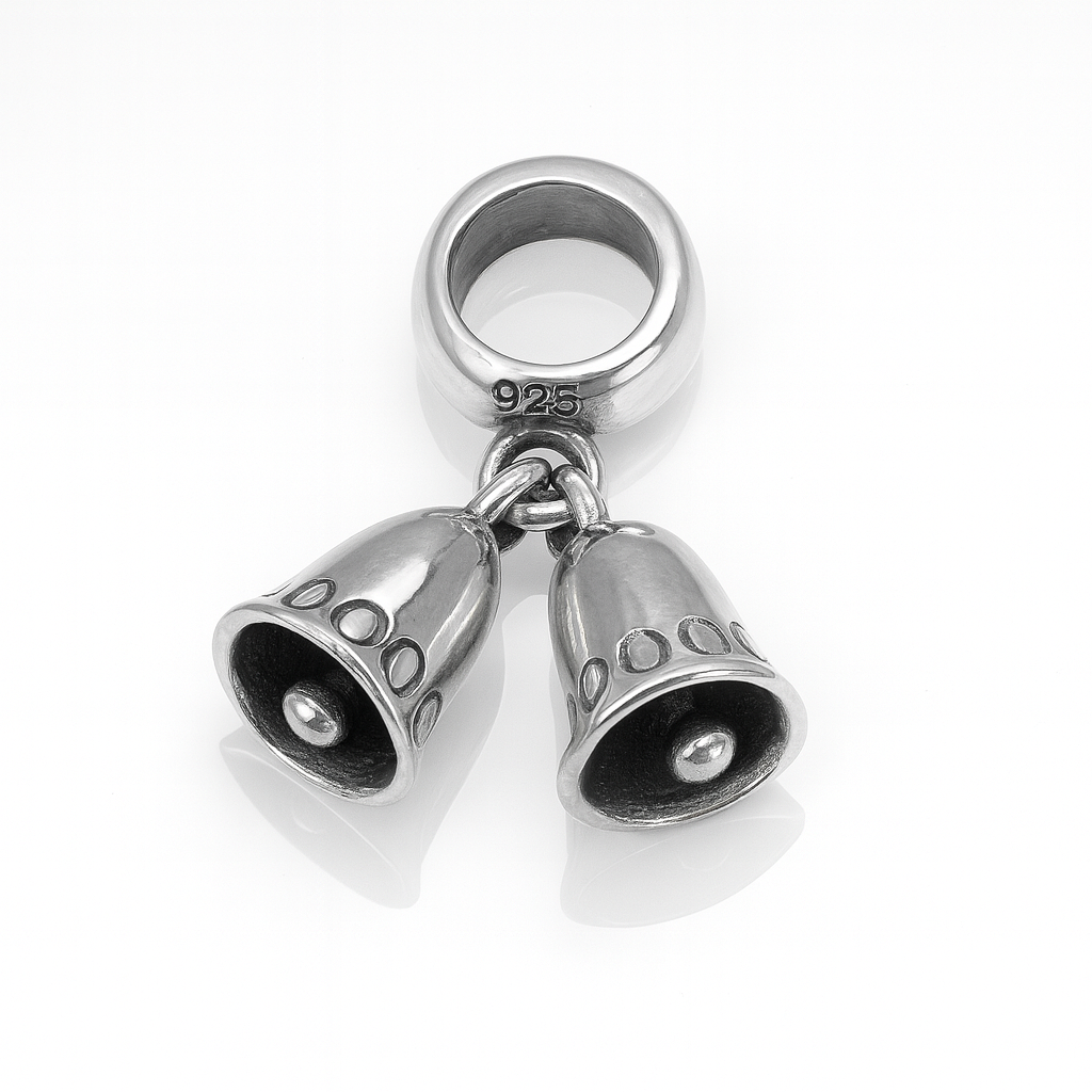 Bijuterie charm argint 925 cu doi clopoței pentru brățări tip Pandora