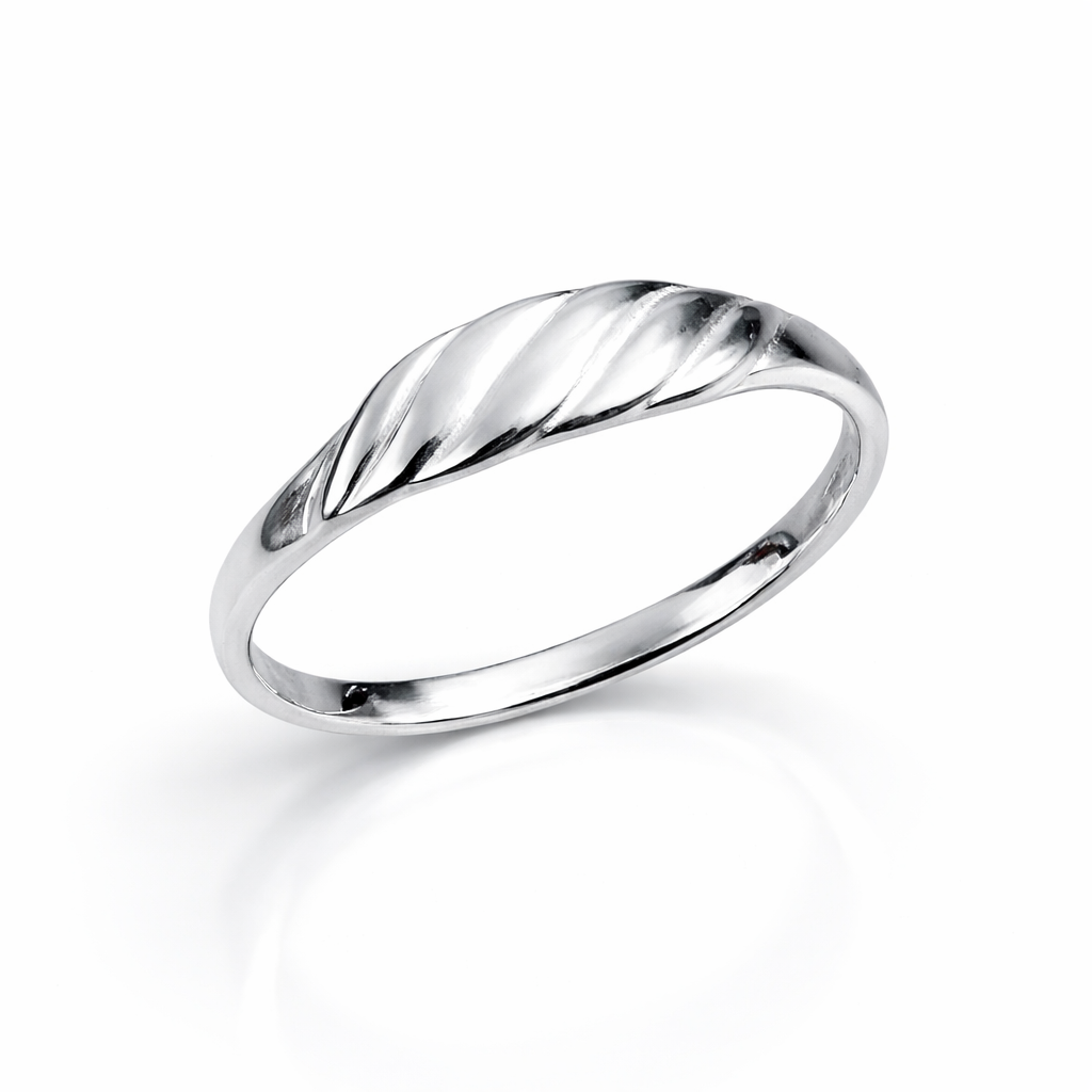 Bijuterie din argint 925 – inel lucios cu model răsucit, livrat în cutie cadou