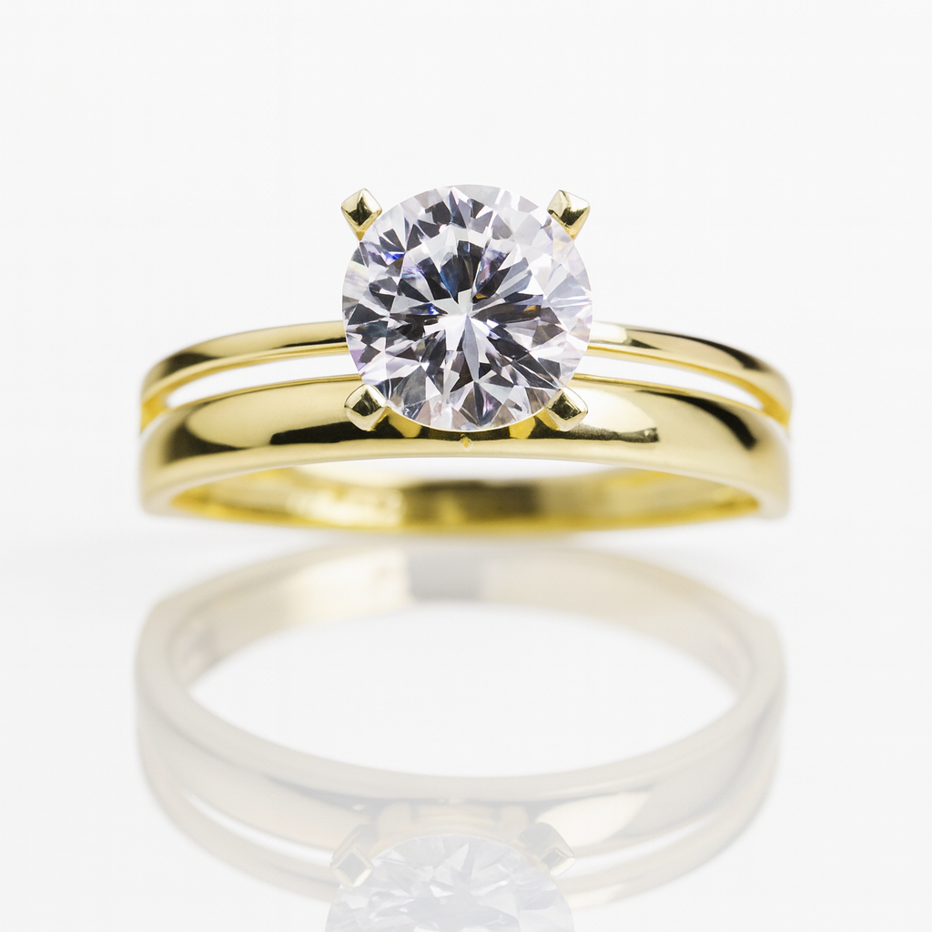 Bijuterie din argint placată cu aur 14K, inel cu piatră mare pentru cadou