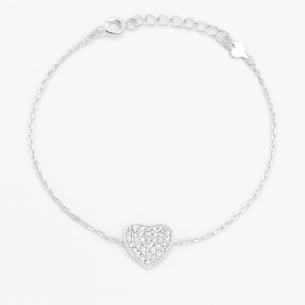 Bijuterie elegantă pentru femei – brățară din argint 925 cu inimă și lanț ajustabil