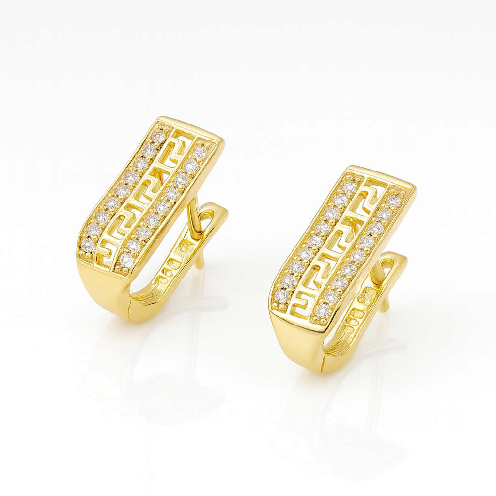 Bijuterii InfinityBijoux – cercei argint 925 placat cu aur 14K cu strălucire intensă și detalii geometrice