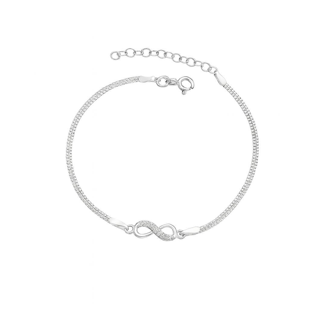 Brățară elegantă din argint 925 pentru femei, model infinit cu zirconii