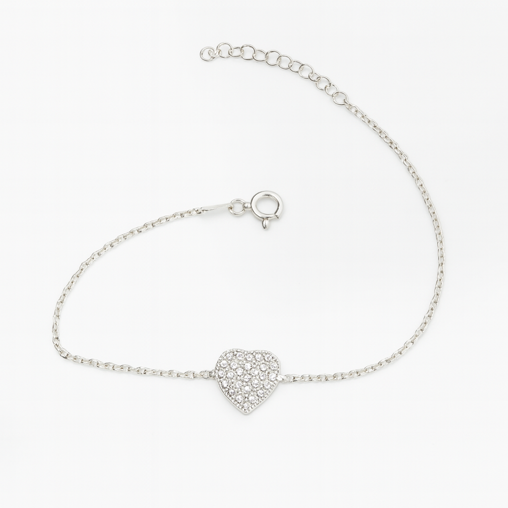 Brățară inimă din argint 925 pentru femei, elegantă și ajustabilă 17+3 cm