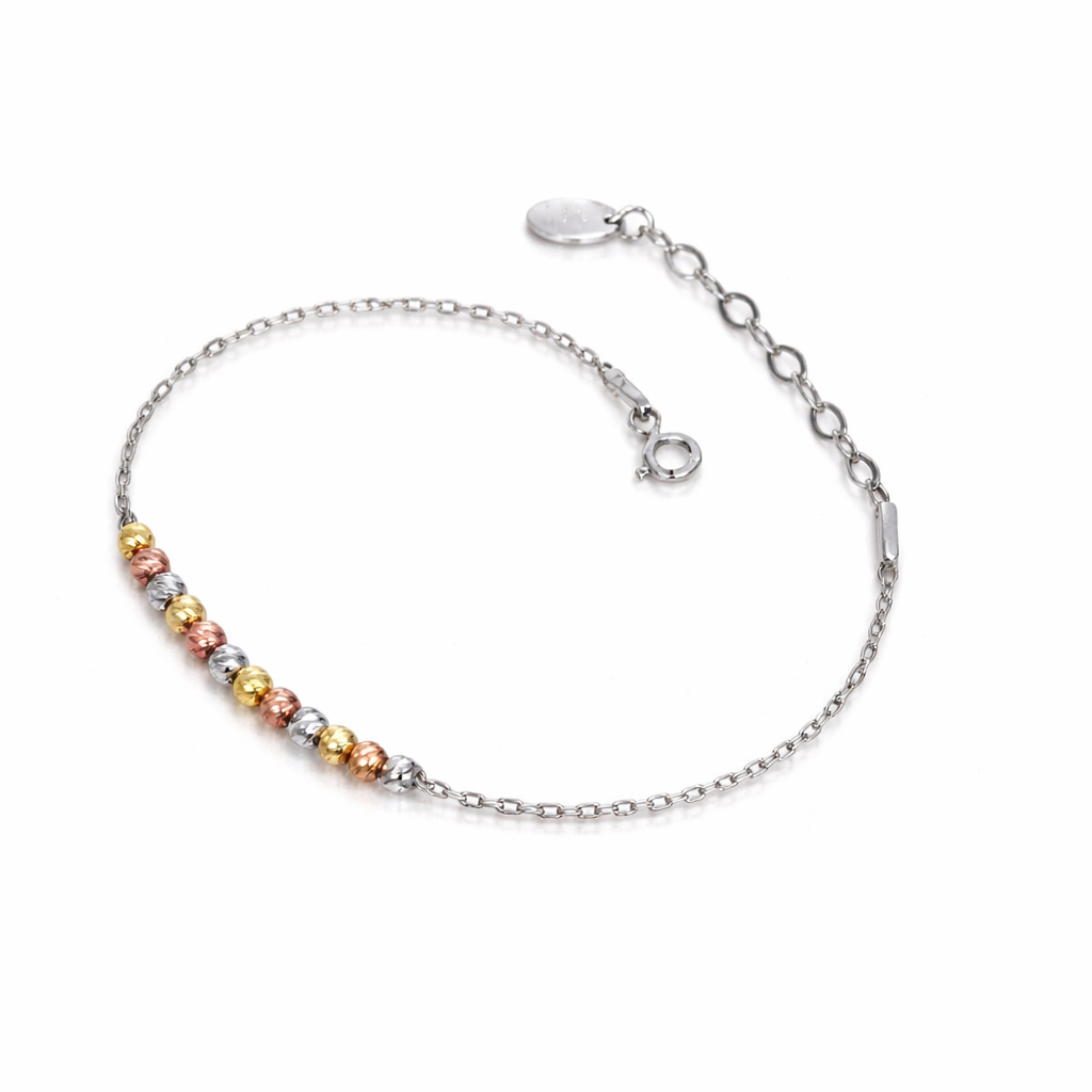 Brățară minimalistă argint 925 cu segment tricolor și închidere sigură, stil modern