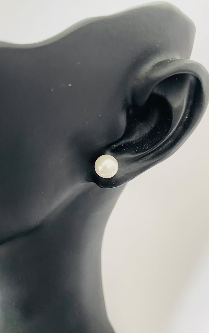 Cercei din argint 925 cu perla de cultura, inchidere tip surub