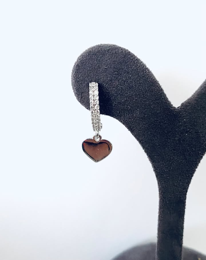 Cercei tenis Heart cu tortita din Argint 925 si cristale