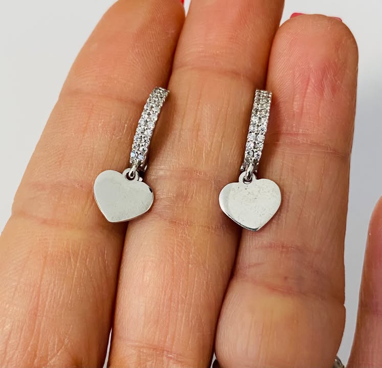 Cercei tenis Heart cu tortita din Argint 925 si cristale