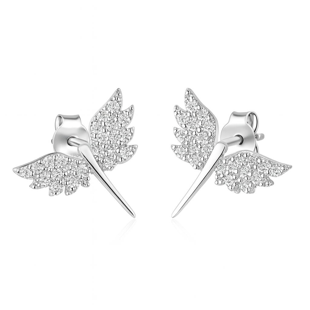 Cercei Aripă de Înger din Argint 925 cu cristale strălucitoare – InfinityBijoux