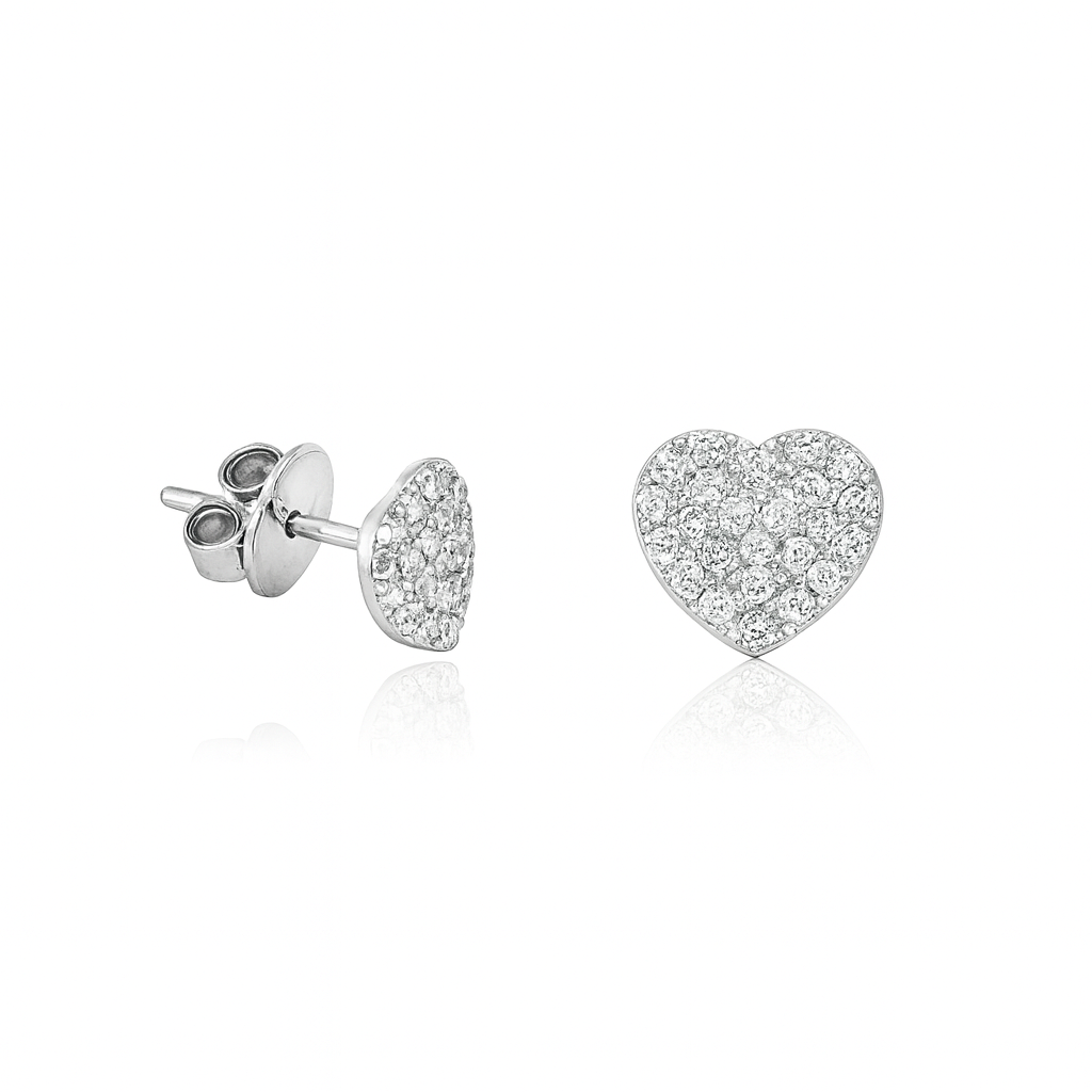 Cercei argint 925 rodiți cu inimioară pavé zirconii – accesorii feminine premium