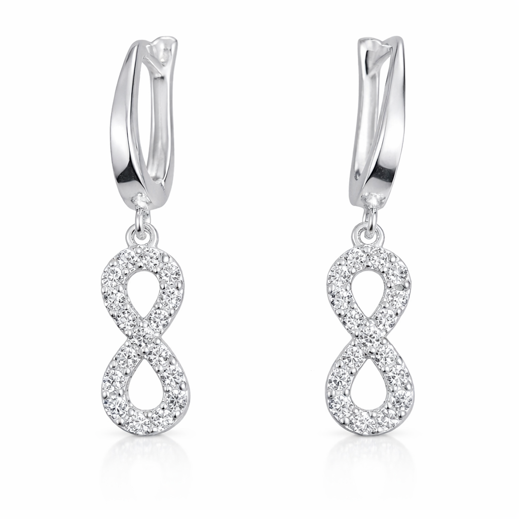 Cercei argint model infinit, lungime 2.7 cm, bijuterii elegante