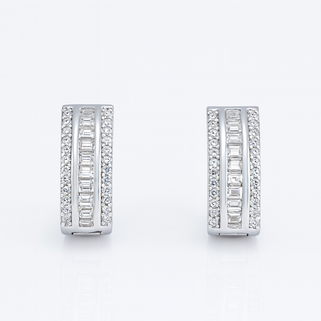 Cercei argint rodiat de lux cu pietre, accesorii fashion damă