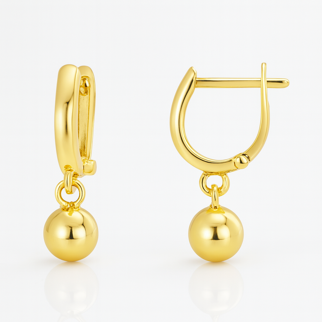 Cercei aurii cu biluță din argint 925 – accesorii fine, strălucire premium, 3.69 grame