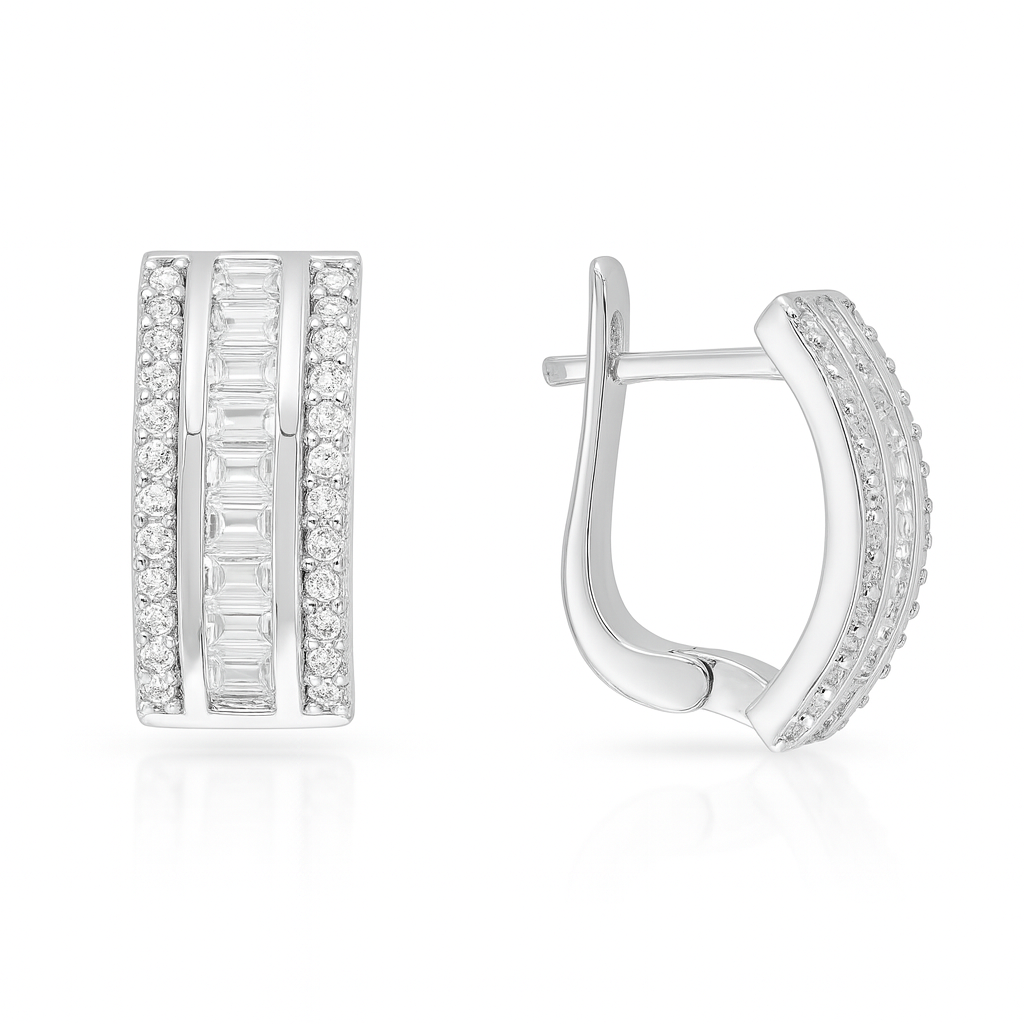 Cercei din Argint 925 Rodiat cu zirconia – model elegant pentru damă