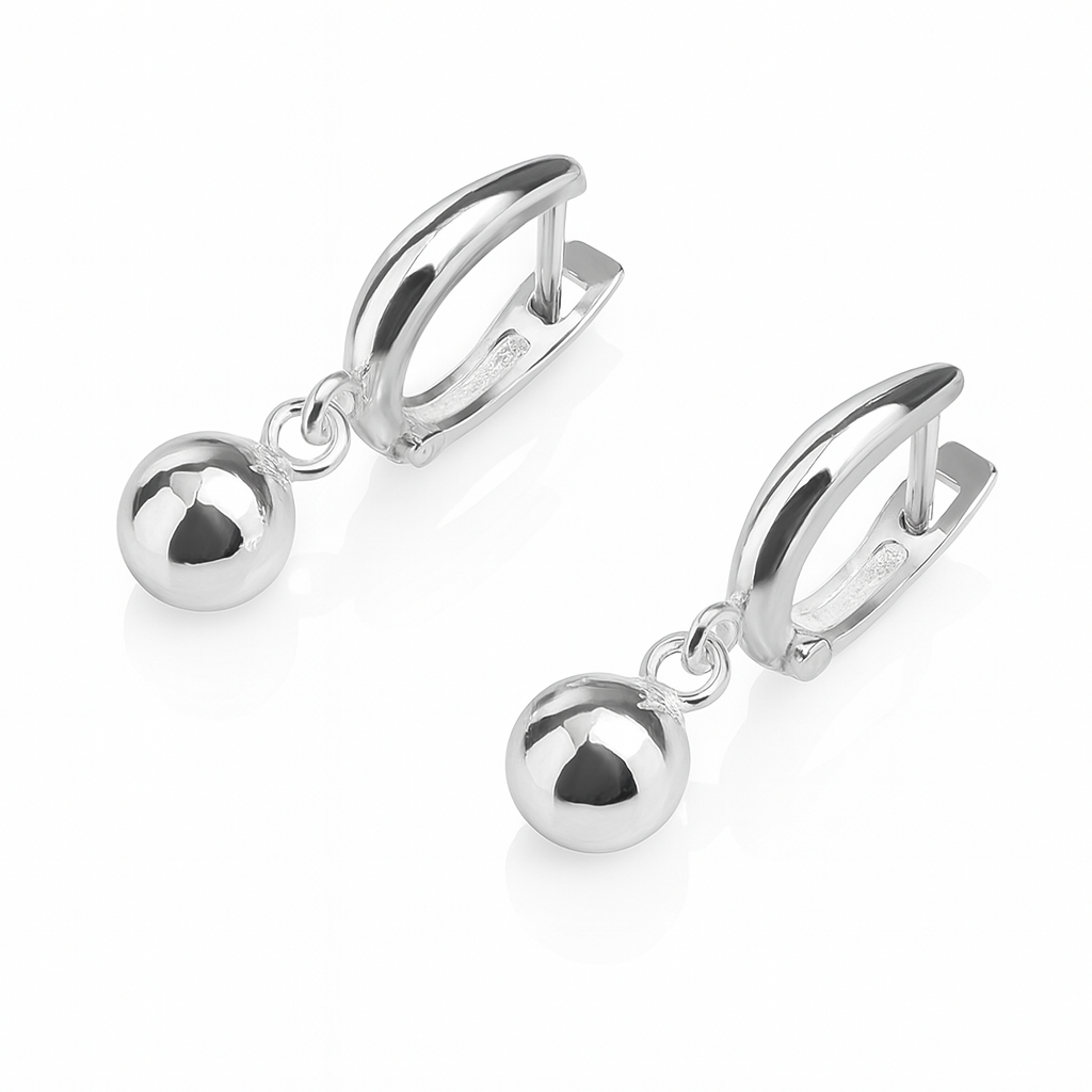Cercei din argint 925 cu bile mobile, model minimalist, Infinity Bijoux
