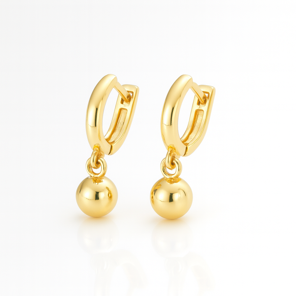 Cercei din argint 925 placați cu aur 14K cu biluță – model elegant pentru e-commerce InfinityBijoux