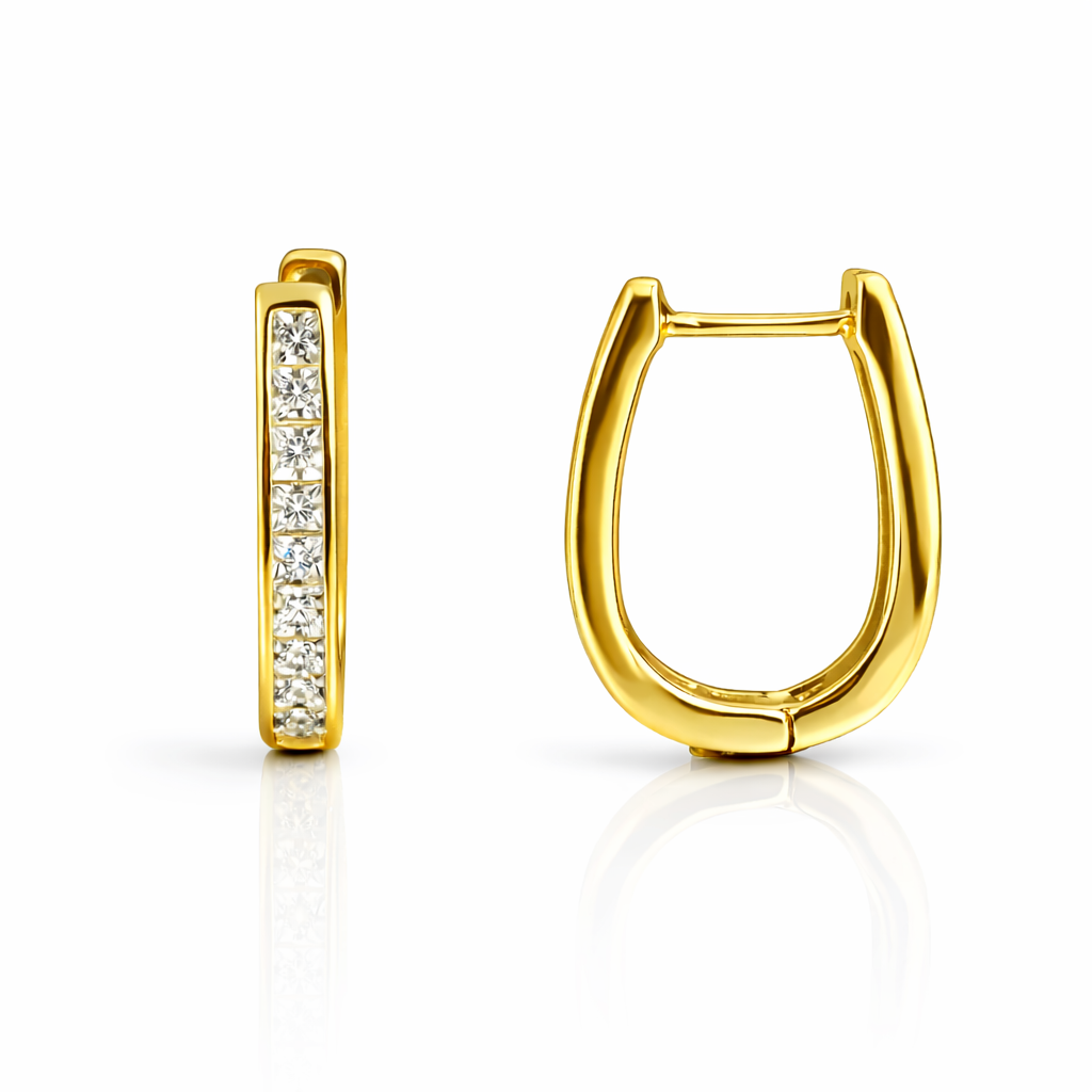 Cercei din argint aurit 14K cu pietre zirconii, design oval, 2 cm – accesorii premium InfinityBijoux