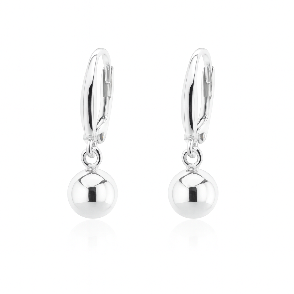 Cercei eleganți argint 925 pentru femei, design cu biluțe rotunde