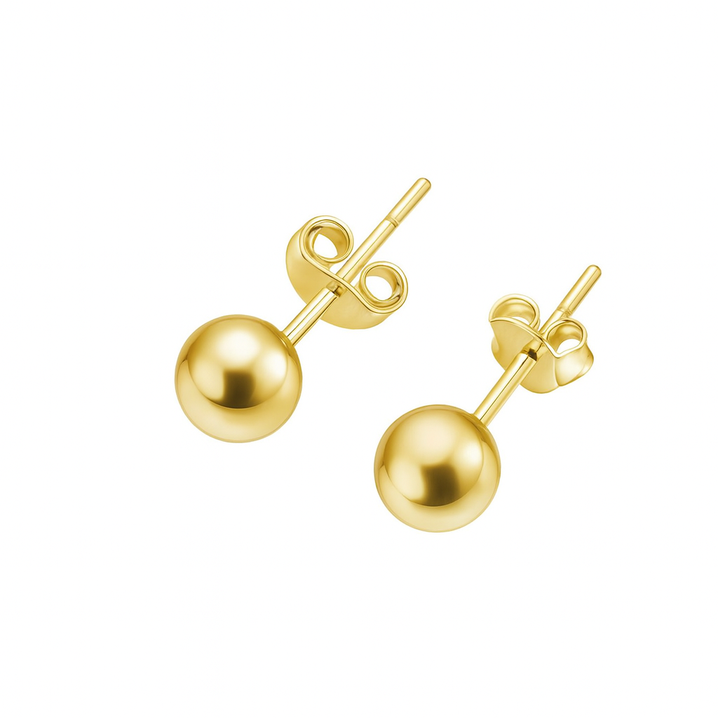 Cercei eleganți din argint 925 cu placare aur 14K, model biluță, fotografie eCommerce
