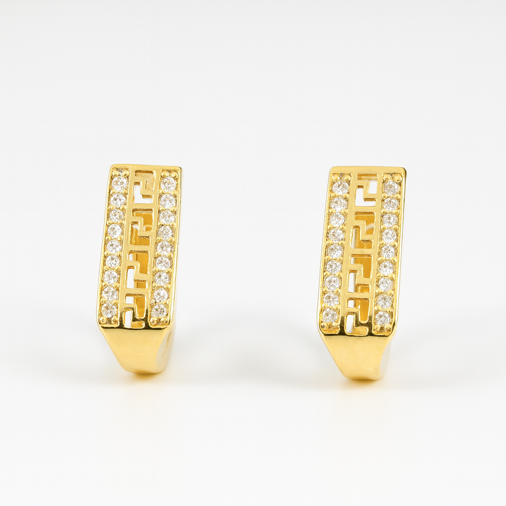 Cercei eleganți din argint placat aur 14K, model cu zirconii pentru femei – imagine produs