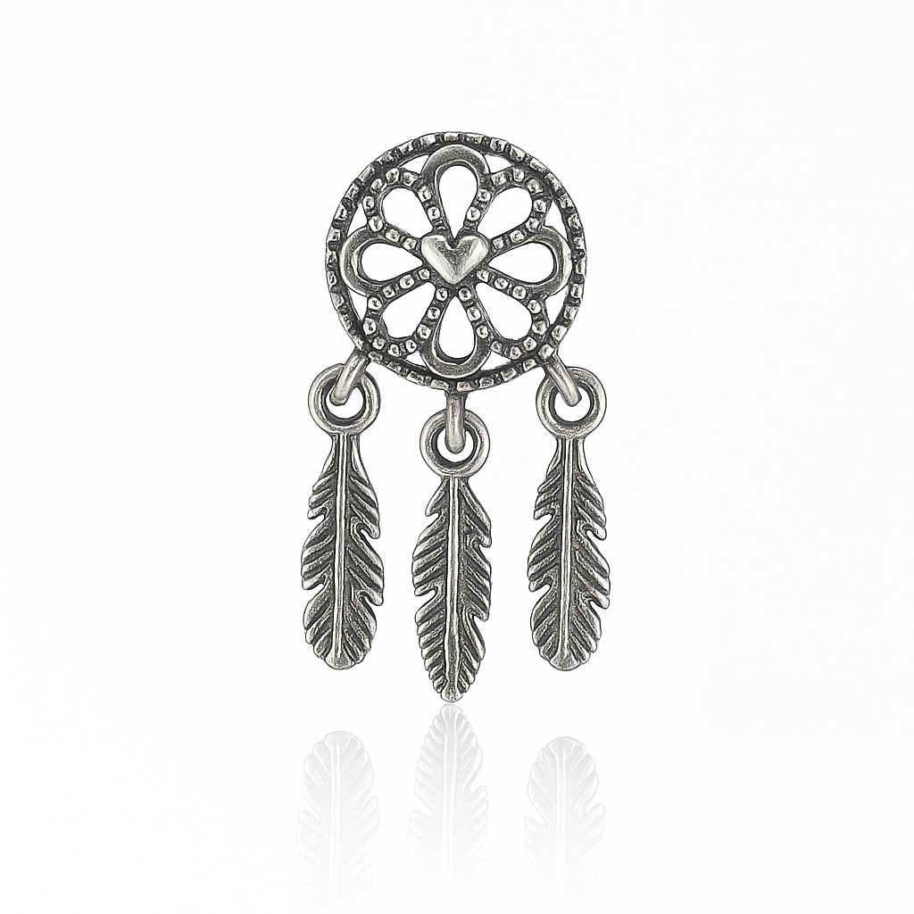 Charm elegant din argint 925 cu design Dream Catcher, talisman spiritual pentru echilibru și vise frumoase