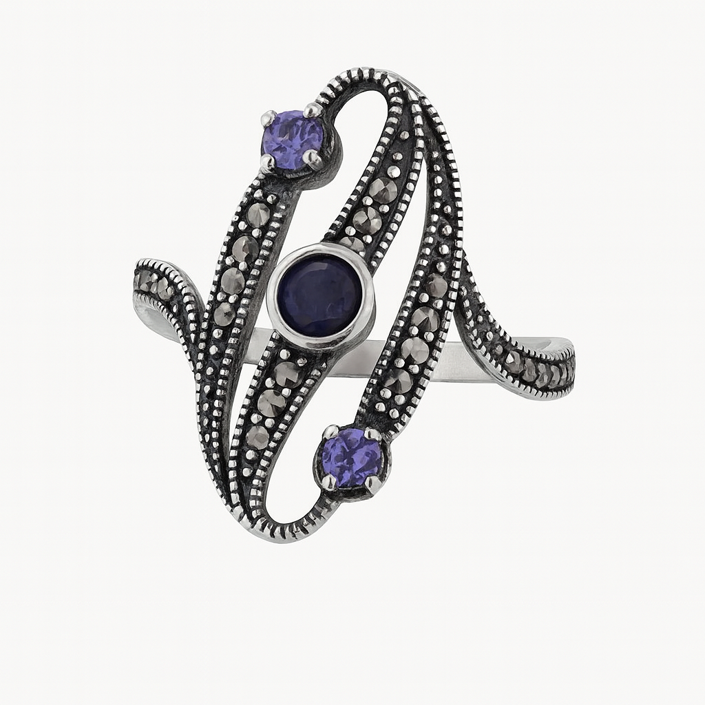 Inel din Argint 925 cu Marcasite "Eternity Violet" marimea 26