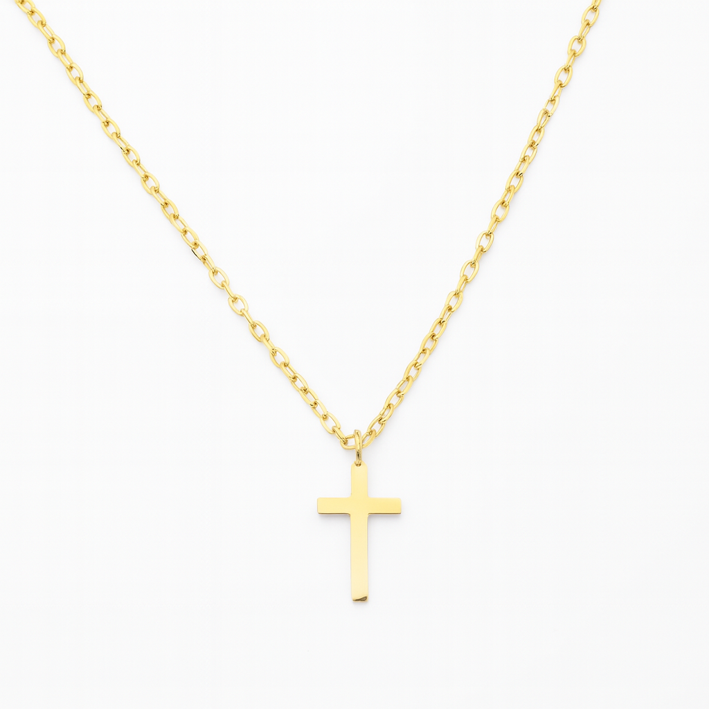 Colier crucifix din argint 925 placat cu aur 14K – lanț ajustabil 40+6 cm, model elegant InfinityBijoux