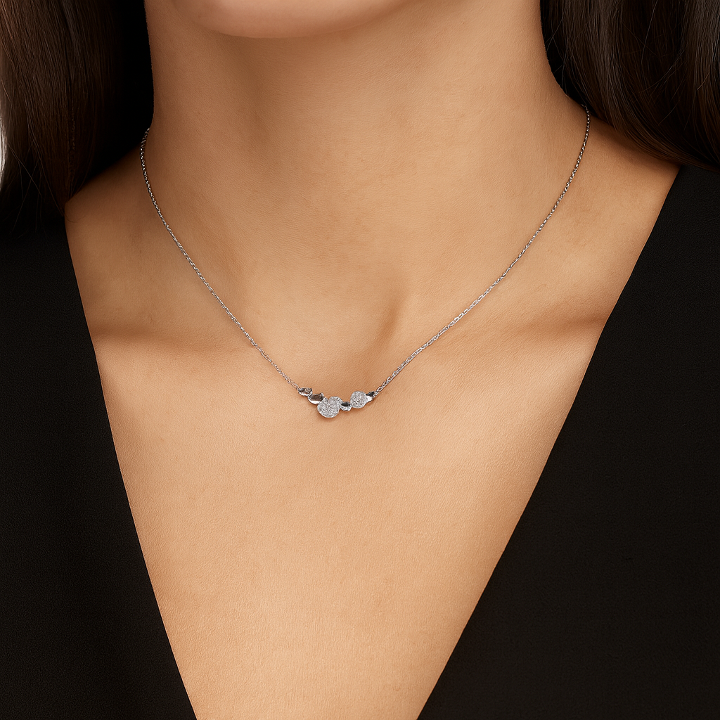 Colier elegant din argint pentru femei, model cu inimi și cristale zirconia