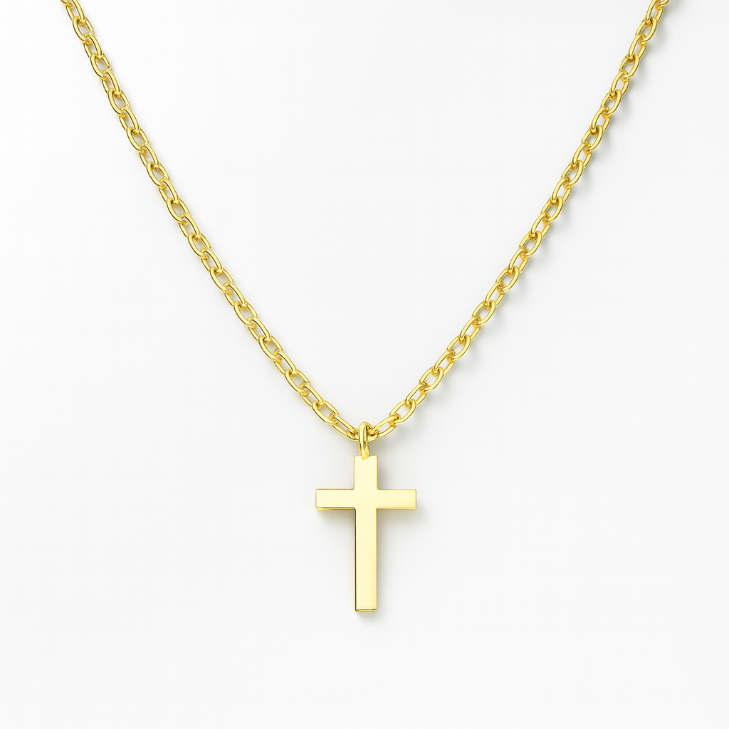 Cruciuliță aurie pe lanț fin din argint 925 placat cu aur 14K – bijuterie cadou InfinityBijoux