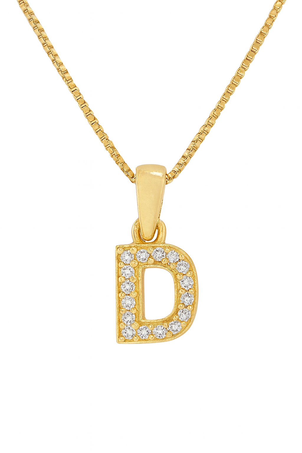 Colier din Argint 925 placat cu Aur de 14K, Pandantiv Litera D