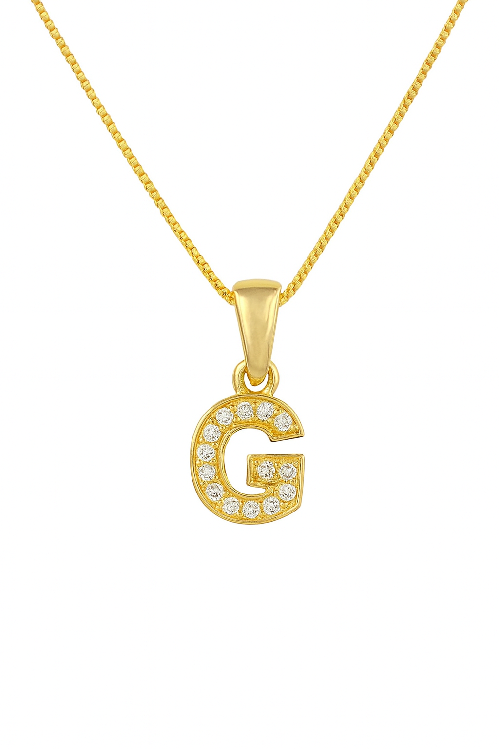 Colier Damă Argint 925 Placat cu Aur 14K, Pandantiv Litera G