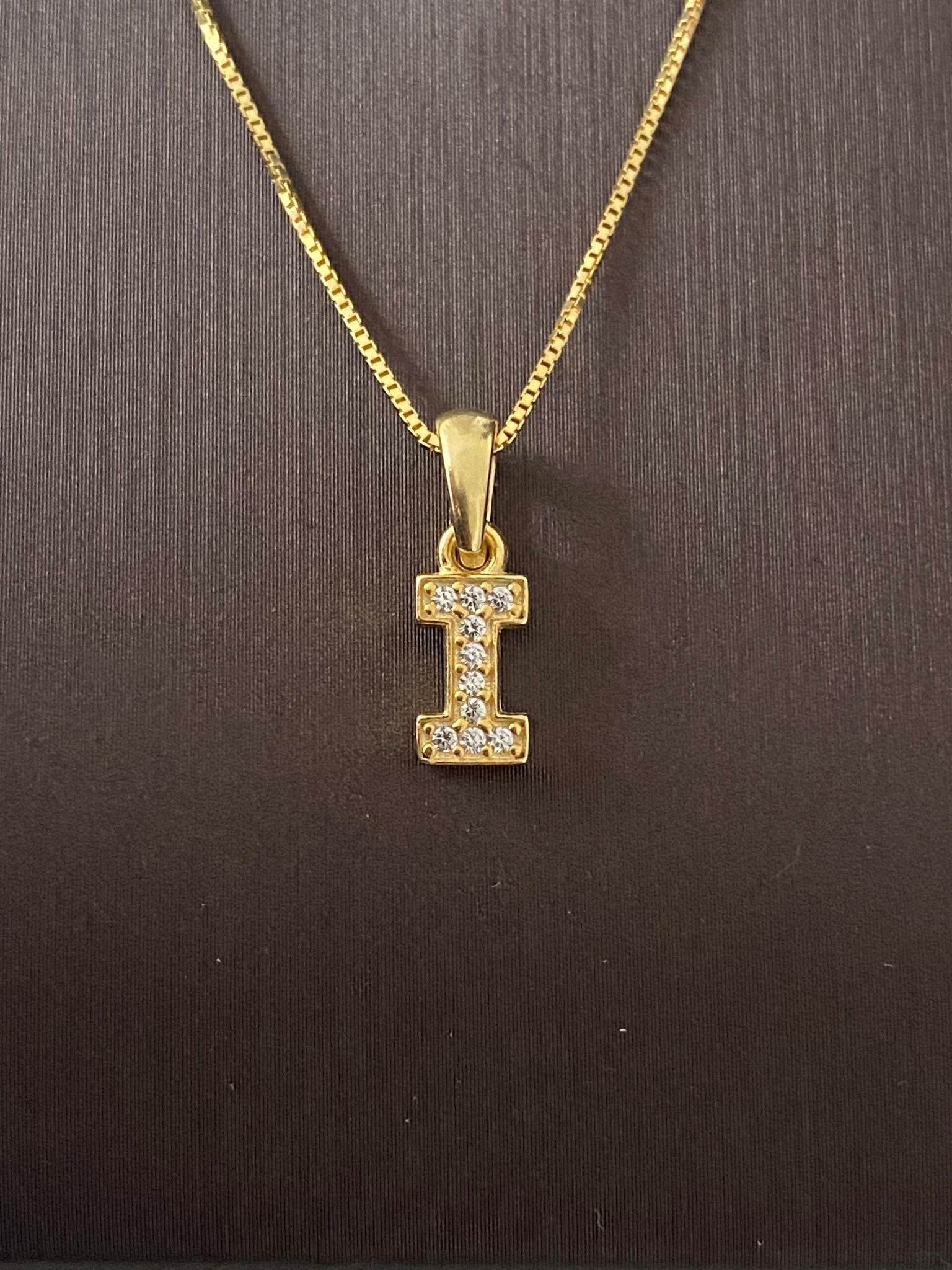 Colier din Argint 925 Placat cu Aur 14K, Pandantiv Litera I
