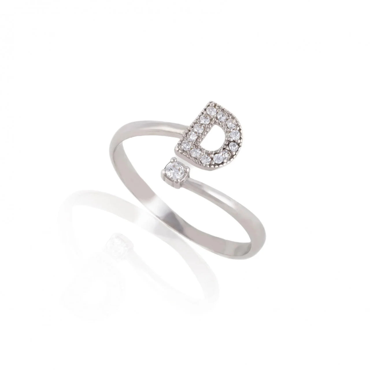 Inel reglabil cu initiala D din argint 925