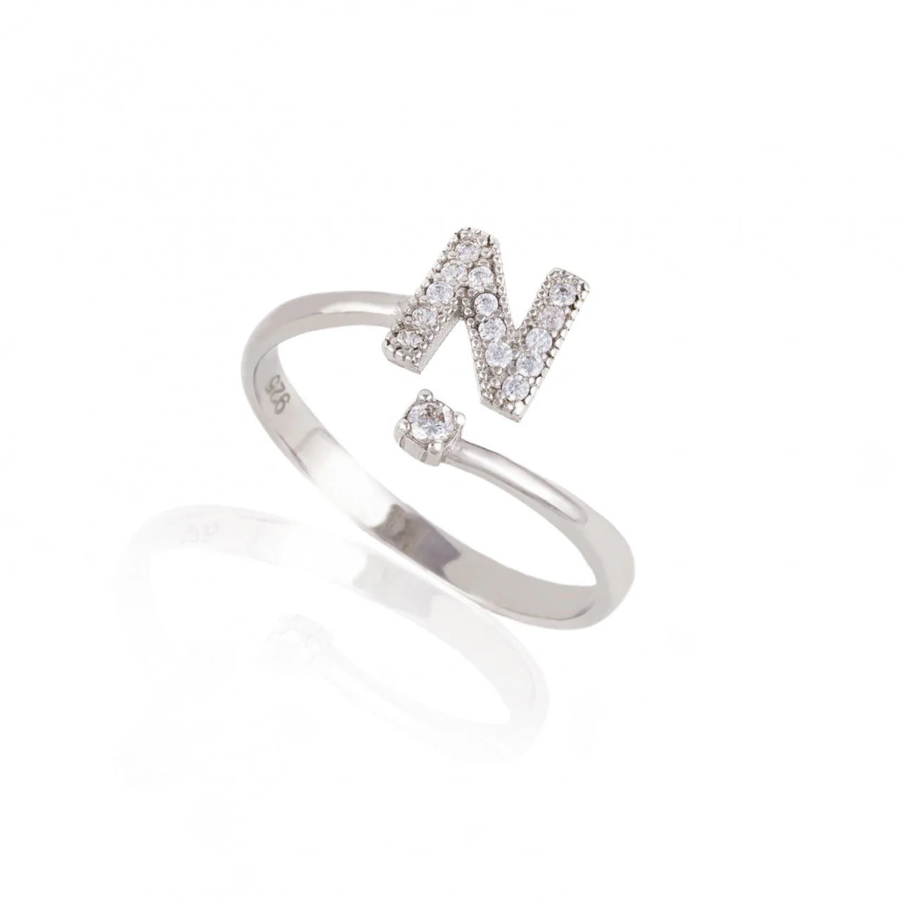 Inel reglabil cu initiala N din argint 925