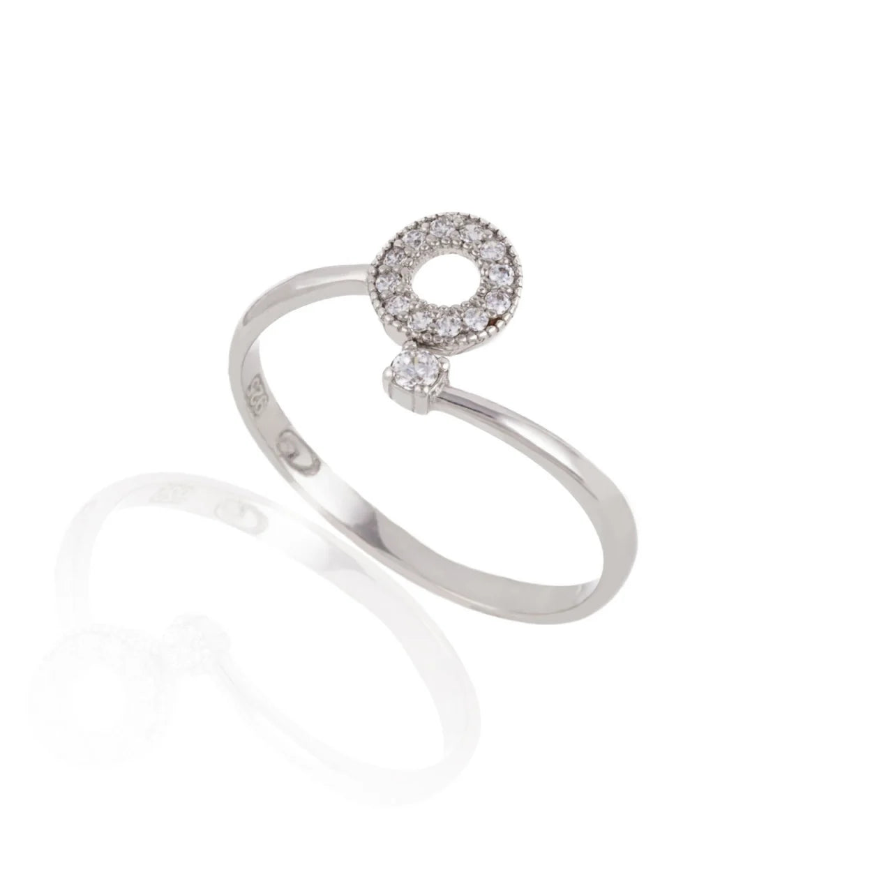 Inel reglabil din argint 925 cu initiala O