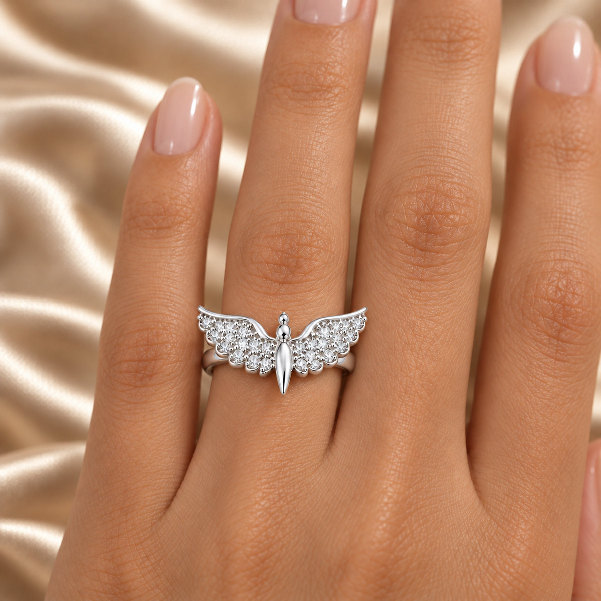 Inel Damă din Argint 925 „Angel Wings” – Aripi de Înger cu Pietre Strălucitoare, 2 cm. ID591