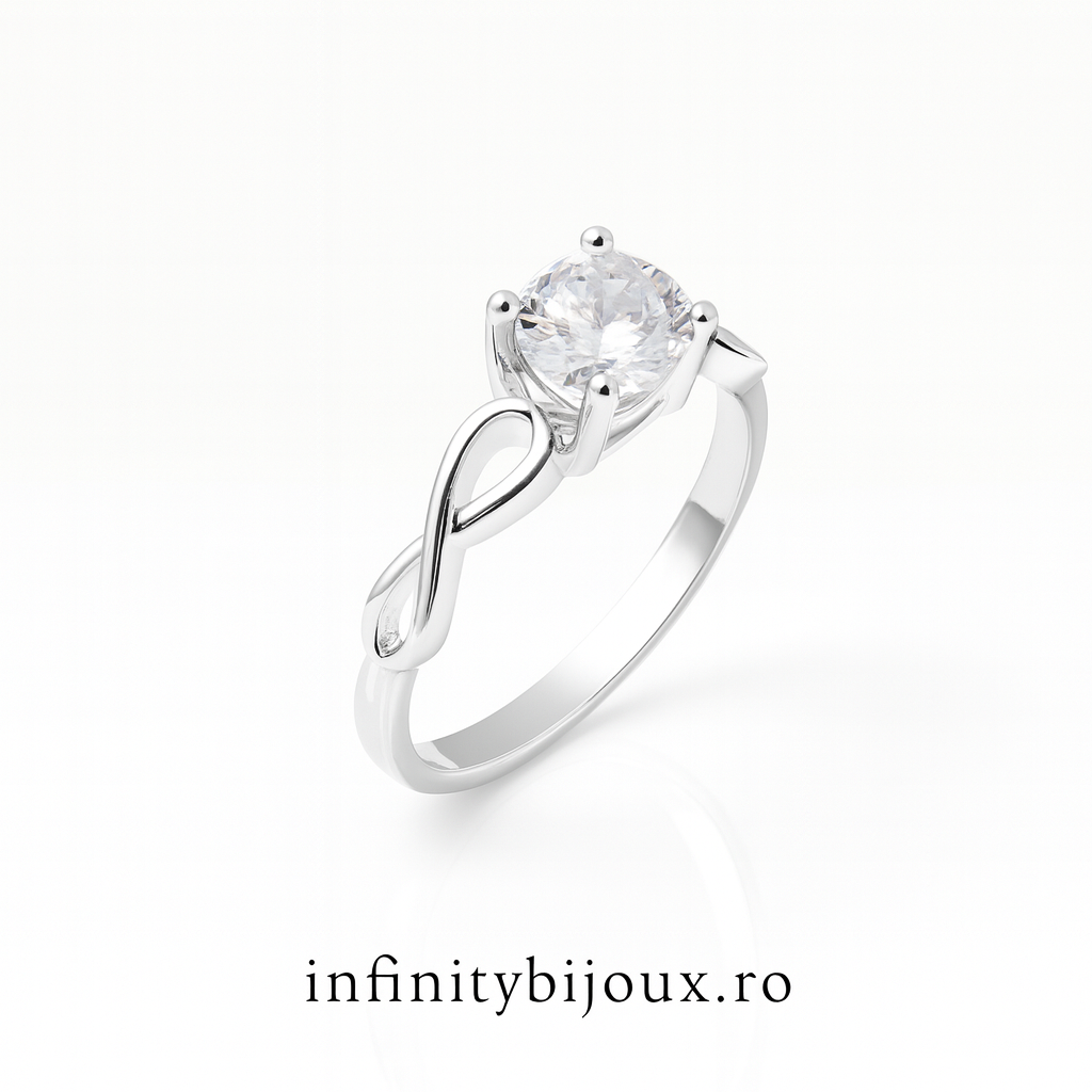 Inel argint 925 cu zirconiu rotund și design rafinat – bijuterie cadou InfinityBijoux