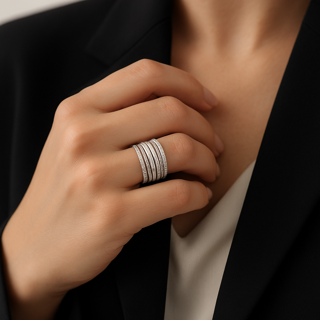 Inel argint 925 model „7 Zile”, luciu intens și detalii sculptate – prezentare produs InfinityBijoux