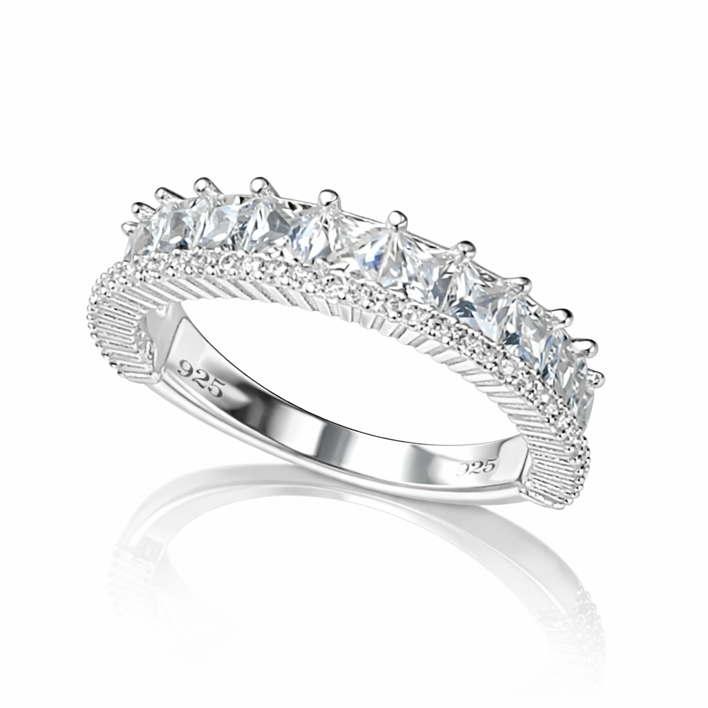 Inel argint 925 modern, cu design rafinat și pietre strălucitoare, livrat în cutie cadou