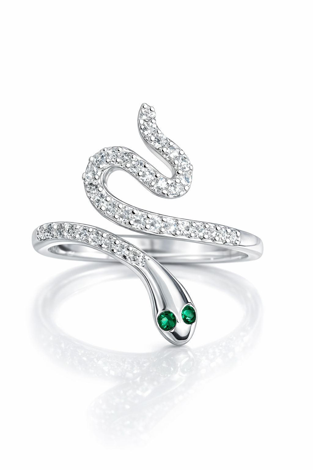Inel argint 925 în formă de șarpe cu detalii zirconii și design reglabil