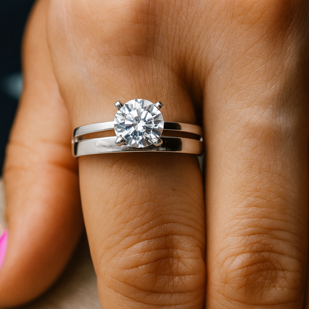 Inel argint 925 pentru cadou, model modern cu piatră centrală clară