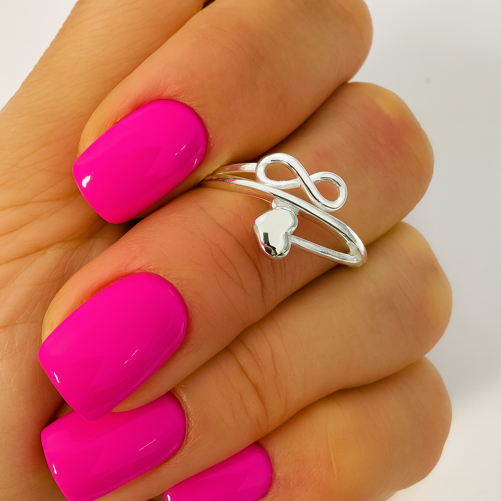 Inel argint 925 pentru femei, design infinit și inimă, finisaj premium