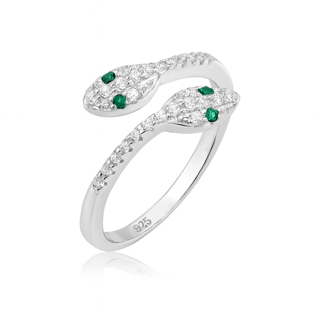 Inel șarpe reglabil din argint 925 rodiat cu zirconii strălucitoare – InfinityBijoux
