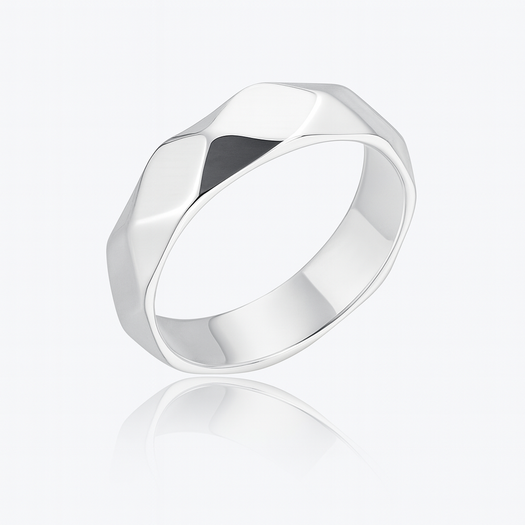 Inel din Argint 925 cu design geometric lucios, bijuterie unisex InfinityBijoux
