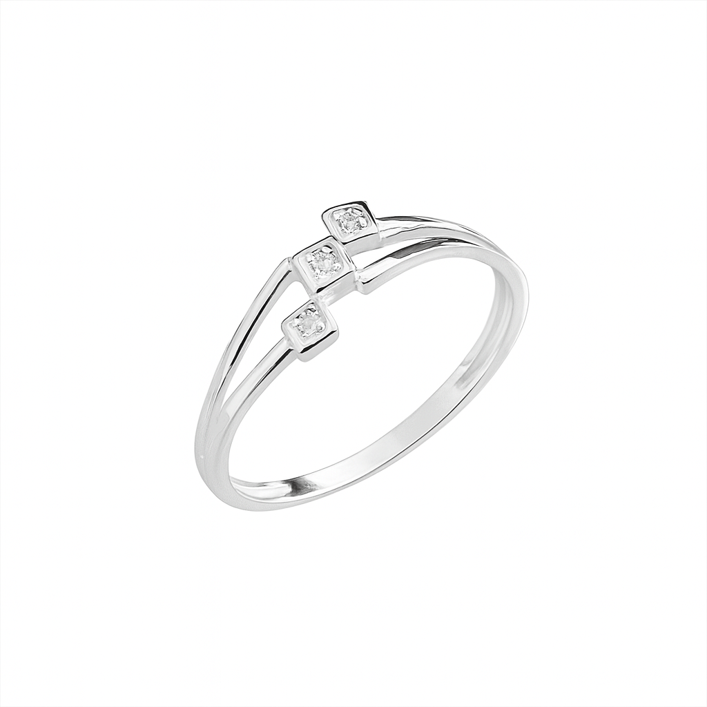Inel din argint 925 cu trei zirconii, design modern și elegant