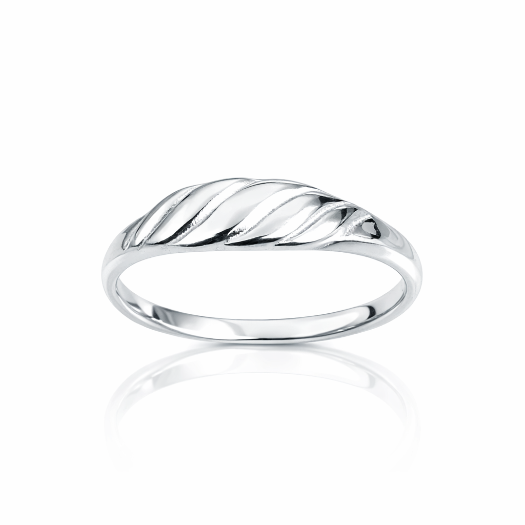 Inel din argint 925 elegant cu design răsucit și finisaj lucios, lățime 5 mm