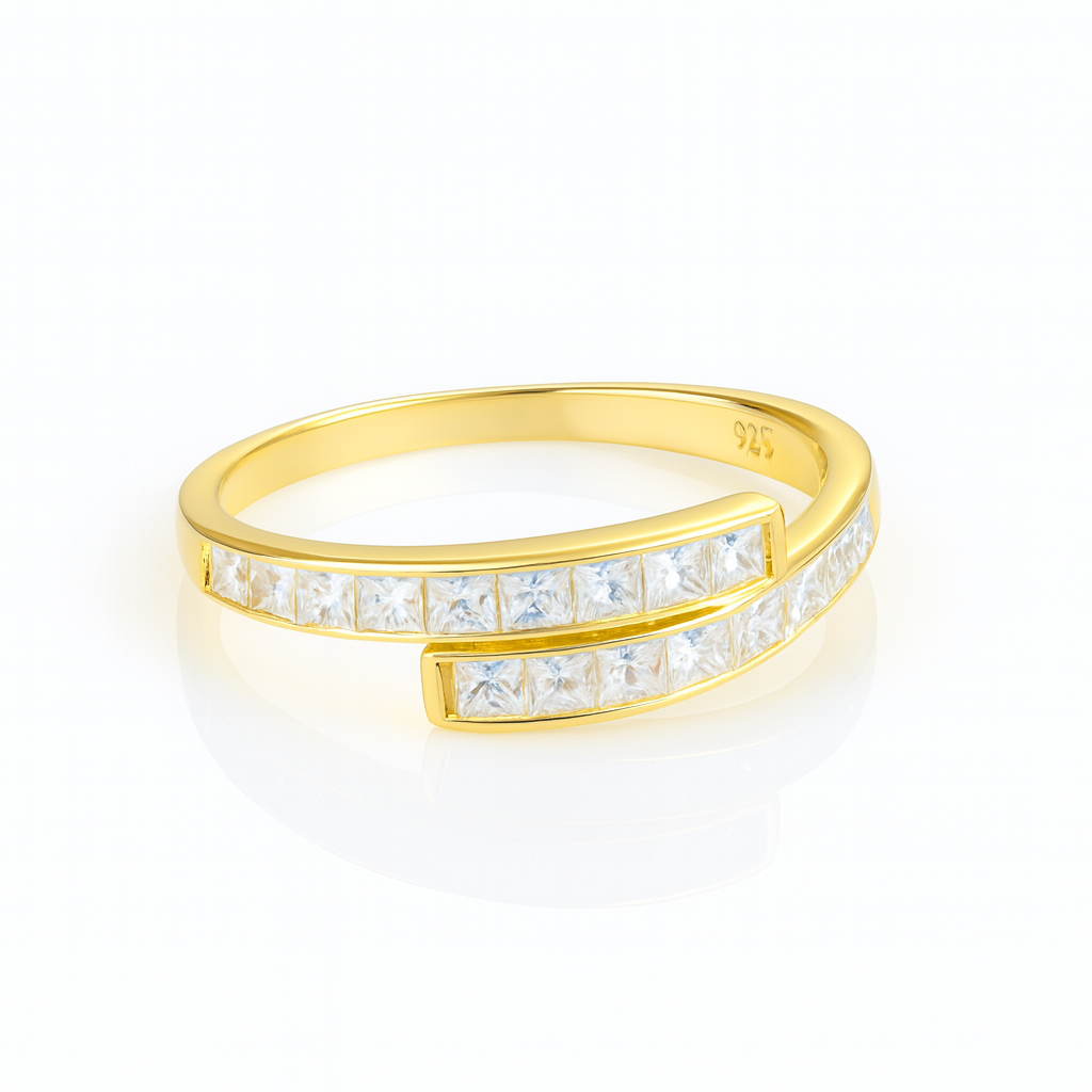Inel din argint 925 placat cu aur 14K, design elegant și ajustabil pentru damă