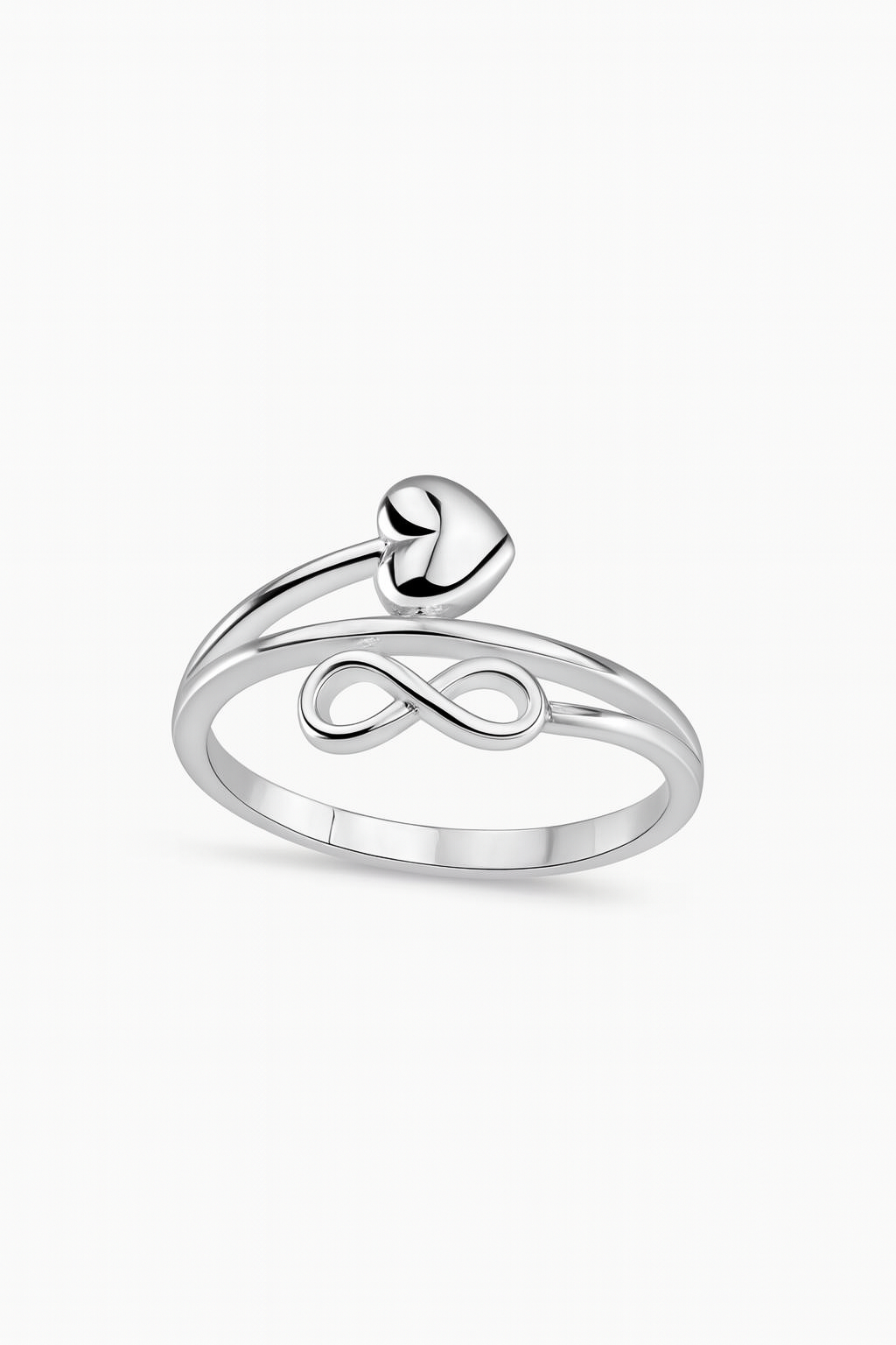 Inel elegant din argint 925, motiv infinit și inimă, ideal pentru cadouri