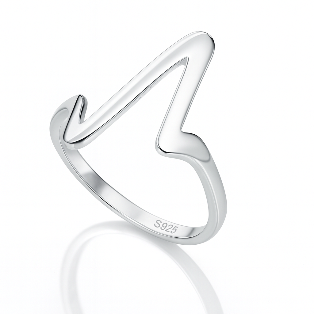 Inel elegant din argint 925 pentru femei, model val modern pentru e-commerce
